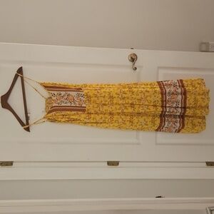 Angashion Yellow Floral Maxi Dress